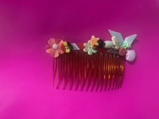 Original Festival Wear Style Plastic Hair Clip Comb - Multi Colour Bright Pastel Pretty