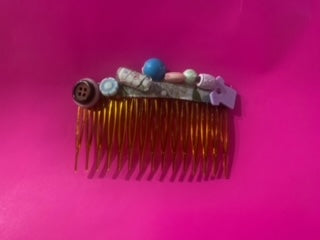 Original Festival Wear Style Plastic Hair Clip Comb - Pink Paisley Pastel Pretty