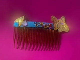 Original Festival Wear Style Plastic Hair Clip Comb - Hot Blue Sparkle Pretty