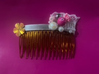 Original Festival Wear Style Plastic Hair Clip Comb - Pale Pink Lace Pretty